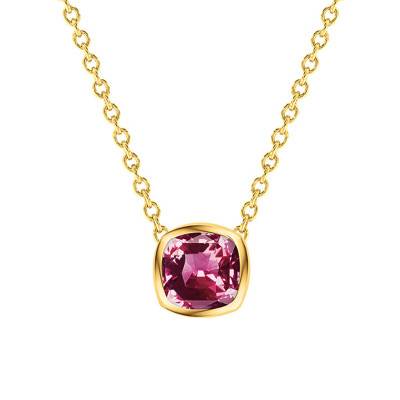18K Yellow Gold & Cushion Rhodolite Necklace, Length 38 cm to 45 cm - Ocarat