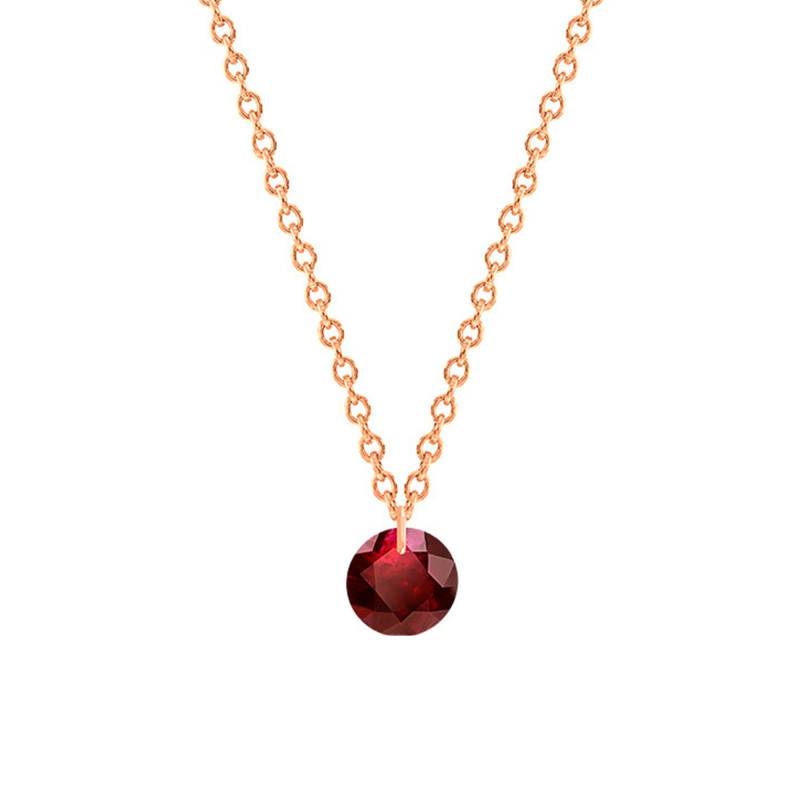 750/1000 Rose Gold & Drilled Red Ruby Necklace 0,47 ct, Length 38 cm to 45 cm - Ocarat