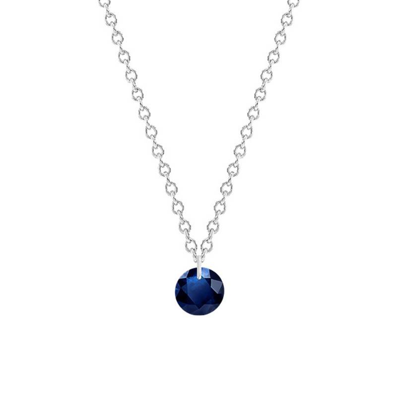 750/1000 White Gold & Drilled Royal Blue Sapphire Necklace 0,30 ct, Length 38 cm to 45 cm - Ocarat