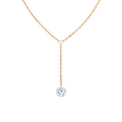 750/1000 Rose Gold & F/VS2 Brilliant Drilled Diamond Drop Necklace, 40 cm to 45 cm - Ocarat