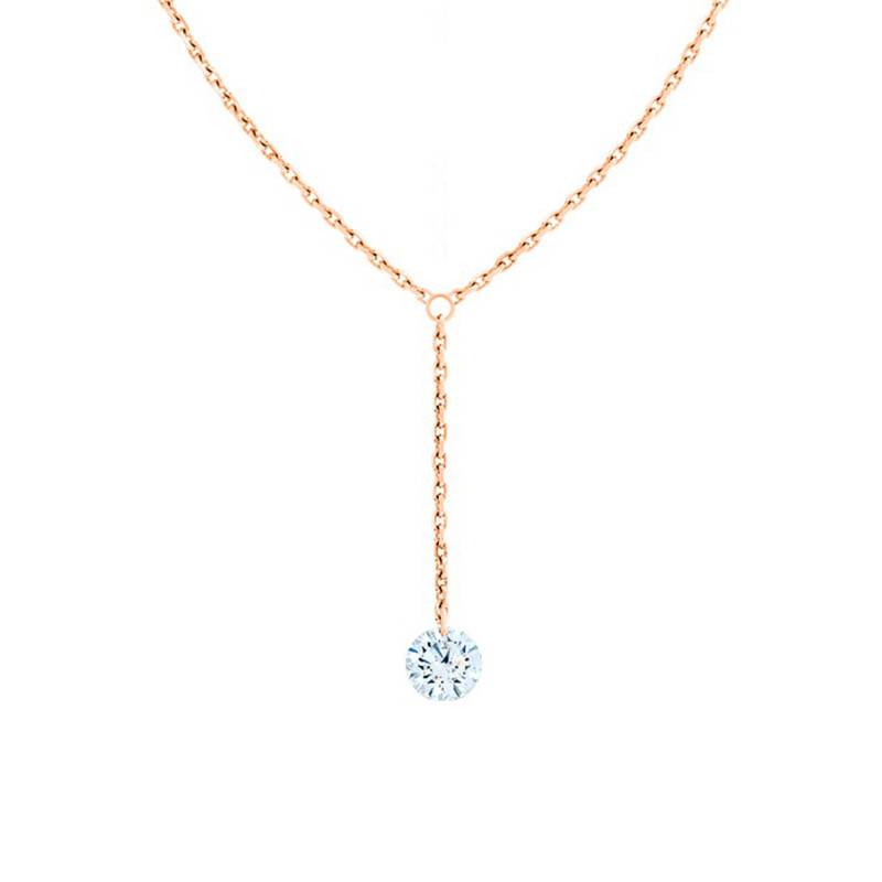 750/1000 Rose Gold & F/VS2 Brilliant Drilled Diamond Drop Necklace, 40 cm to 45 cm - Ocarat
