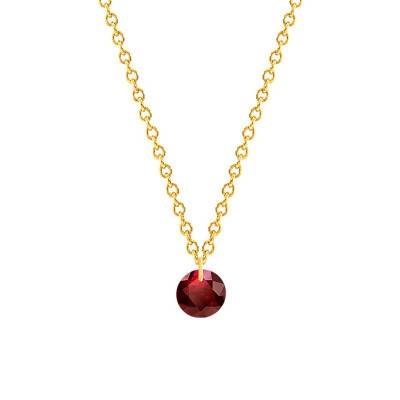 Yellow 750/1000 Gold & Red Pierced Ruby 0.32 ct Necklace, Length 38 cm to 45 cm - Ocarat