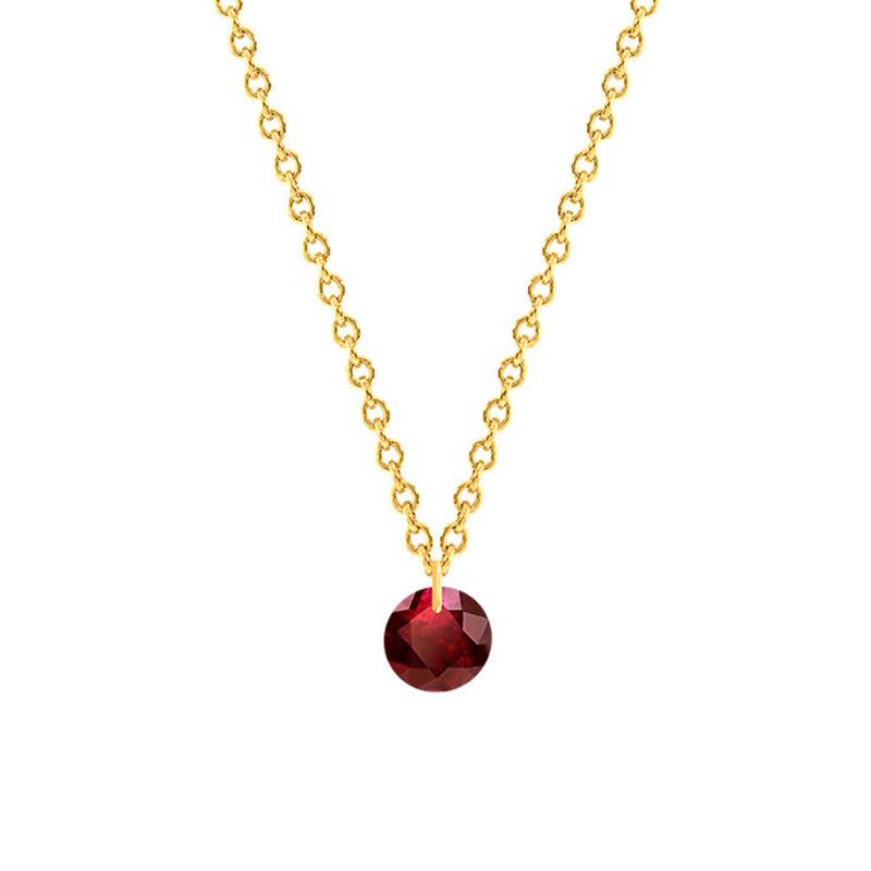 Yellow 750/1000 Gold & Red Pierced Ruby 0.32 ct Necklace, Length 38 cm to 45 cm - Ocarat