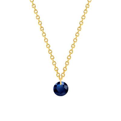 Yellow 750/1000 Gold & Royal Blue Pierced Sapphire 0.30 ct Necklace, Length 38 cm to 45 cm - Ocarat