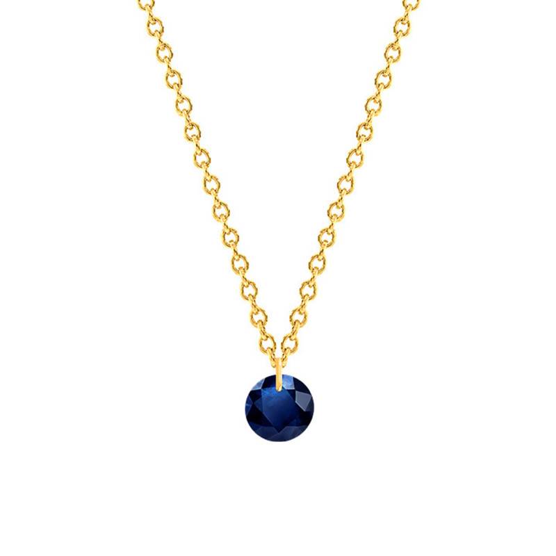 Yellow 750/1000 Gold & Royal Blue Pierced Sapphire 0.30 ct Necklace, Length 38 cm to 45 cm - Ocarat