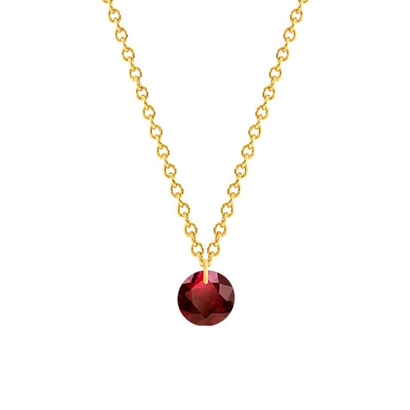 Yellow 750/1000 Gold & Red Pierced Ruby 0.47 ct Necklace, Length 38 cm to 45 cm - Ocarat