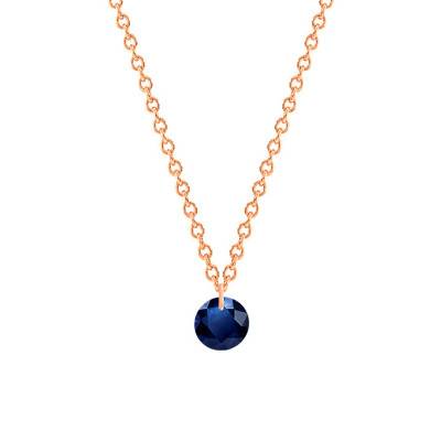 750/1000 Rose Gold & Drilled Royal Blue Sapphire Necklace 0,30 ct, Length 38 cm to 45 cm - Ocarat