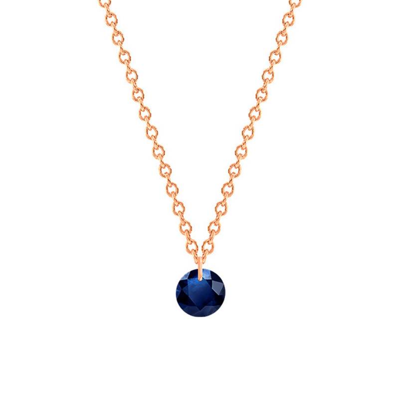 750/1000 Rose Gold & Drilled Royal Blue Sapphire Necklace 0,30 ct, Length 38 cm to 45 cm - Ocarat