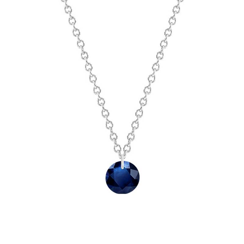 750/1000 White Gold & Drilled Royal Blue Sapphire Necklace 0,43 ct, Length 38 cm to 45 cm - Ocarat