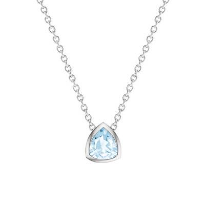 750/1000 White Gold & Sky Blue Triangle Topaz Necklace, Length 38 cm to 45 cm - Ocarat