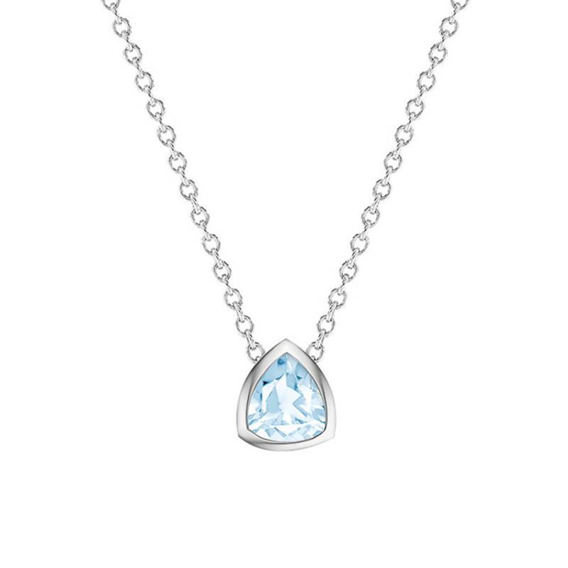 750/1000 White Gold & Sky Blue Triangle Topaz Necklace, Length 38 cm to 45 cm - Ocarat