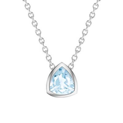 750/1000 White Gold & Sky Blue Triangle Topaz Necklace, Length 38 cm to 45 cm - Ocarat