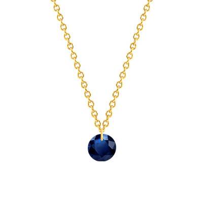 Yellow 750/1000 Gold & Royal Blue Pierced Sapphire 0.43 ct Necklace, Length 38 cm to 45 cm - Ocarat