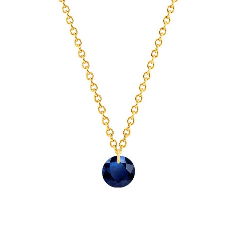 Yellow 750/1000 Gold & Royal Blue Pierced Sapphire 0.43 ct Necklace, Length 38 cm to 45 cm - Ocarat