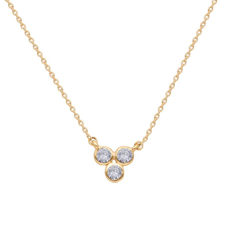 375 Yellow Gold Triple White Crystal Necklace, 45 cm - Ocarat