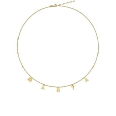 Collier Personnalisation Prénom en Argent Plaqué Or, Longueur Ajustable - Emanessence