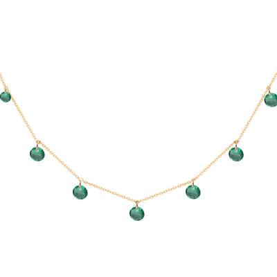 Collier Cristaux Ronds Verts en Or Jaune 375, Longueur 53 cm - Ocarat