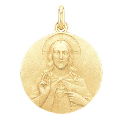 Médaille 2 faces Christ et Vierge Or Jaune 750, Diamètre 15 mm à 22 mm - Becker