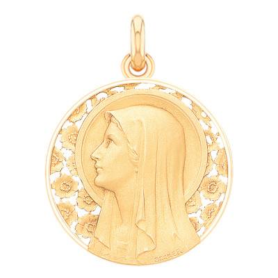 Médaille Vierge à l'Eglantier Or Jaune 750, Diamètre 22 mm - Becker