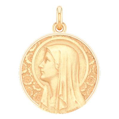 Round 750/1000 Yellow Gold Virgin of the Eglantine Medal by Becker, Diameter 15 mm to 25 mm - Becker