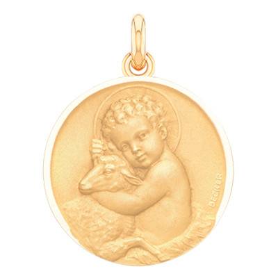 750/1000 Yellow Gold Baby Jesus Medal, Diameter 15 mm to 22 mm - Becker