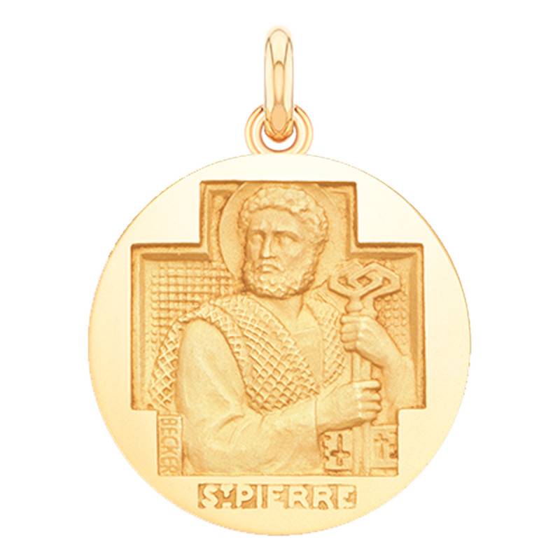 Saint Peter 750/1000 Yellow Gold Medal, Diameter 15 mm to 20 mm - Becker
