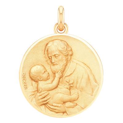 Médaille Saint Joseph Or Jaune 750, Diamètre 15 mm à 20 mm - Becker