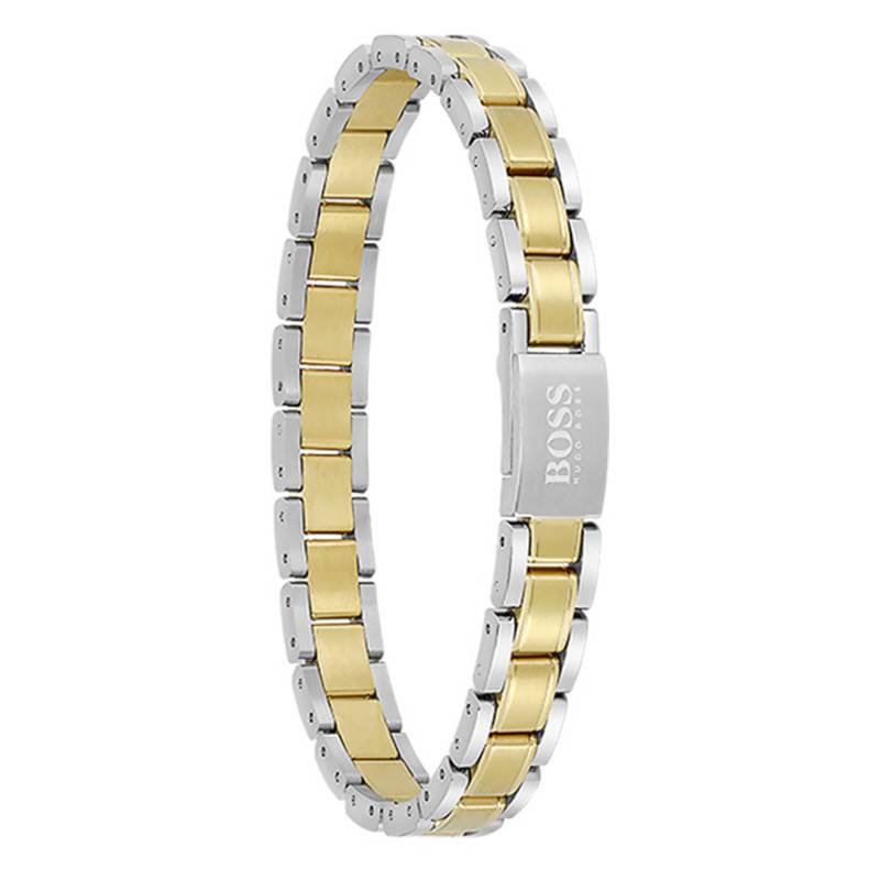 Silver and Yellow Gold Steel Bracelet, 20 cm Length - Boss