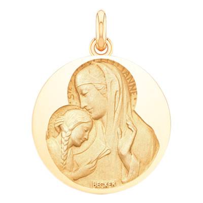 750/1000 Yellow Gold Saint Anne Medal, Diameter 15 mm to 20 mm - Becker