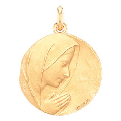 Médaille Vierge Paisible en Prière Or Jaune 750, Diamètre 15 mm à 25 mm - Becker