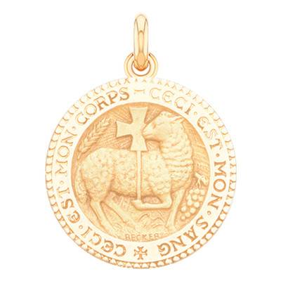 Médaille Agneau Mystique Ronde Or Jaune 750, Diamètre 15 mm à 20 mm - Becker
