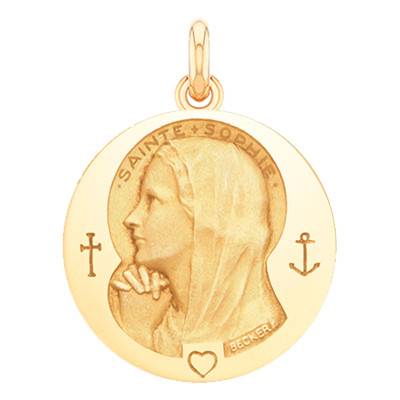 750/1000 Yellow Gold Saint Sophie Medal, Diameter 15 mm to 20 mm - Becker