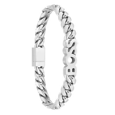 Kassy Boss Silver-Tone Steel Cuban Link Bracelet, 19 cm - 1580513M - Boss