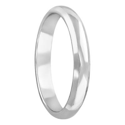 9K White Gold Half-Comfort-Fit Wedding Ring, Width 3 mm - Amore