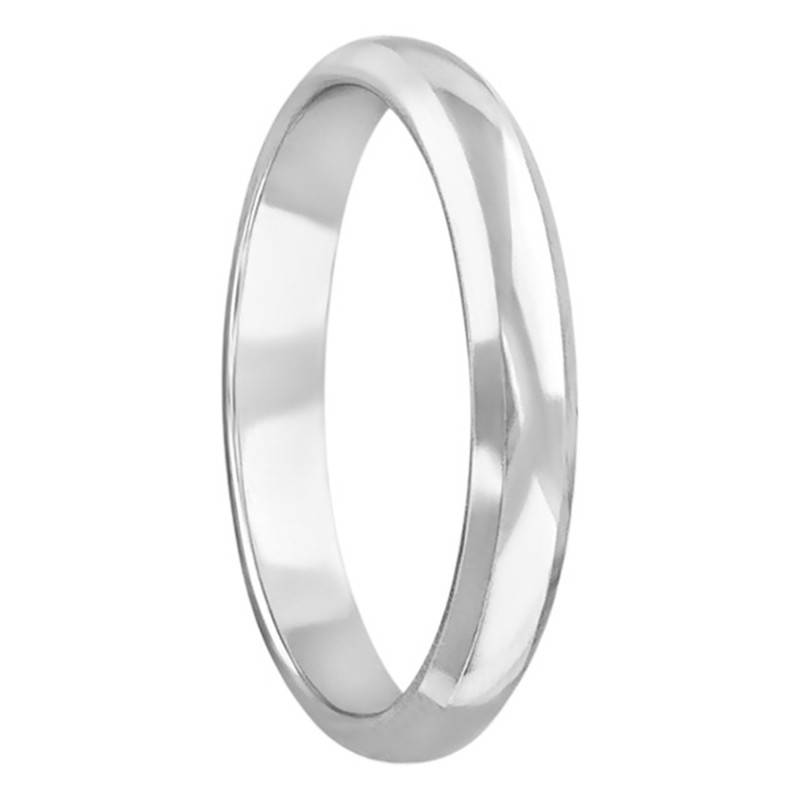 9K White Gold Half-Comfort-Fit Wedding Ring, Width 3 mm - Amore