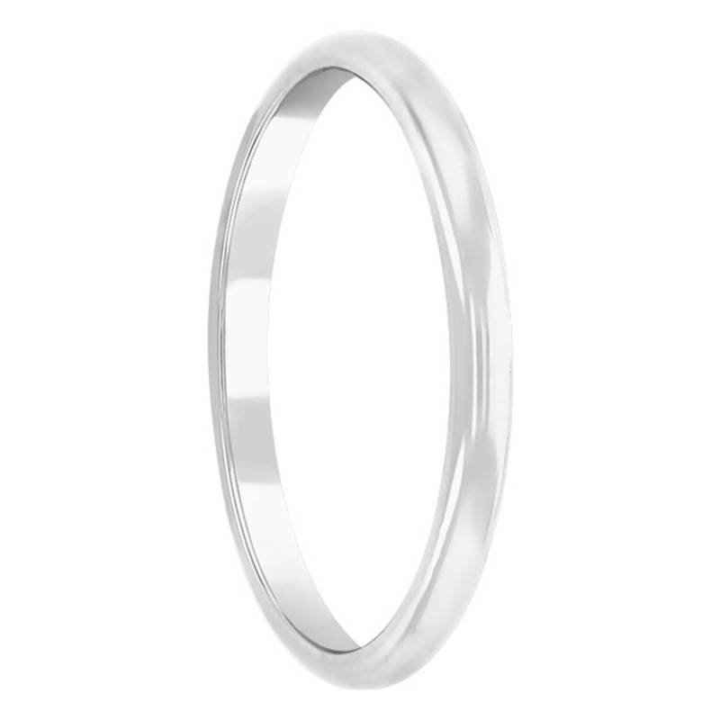 750/1000 White Gold Half Round Wedding Ring, 2 mm Width - Amore