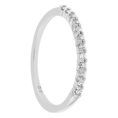 Alliance Allégée Rieuse en Or Blanc 750 & Diamants 0,12 ct, Largeur 1 mm - Amore
