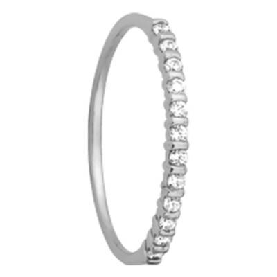 Alliance Ruban Allégée en Or Blanc 750 & Demi-Barette de Diamants 0,12 ct, Largeur 1 mm - Amore