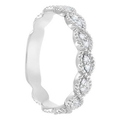 Alliance Perlée en Or Blanc 375 & Diamants - Amore