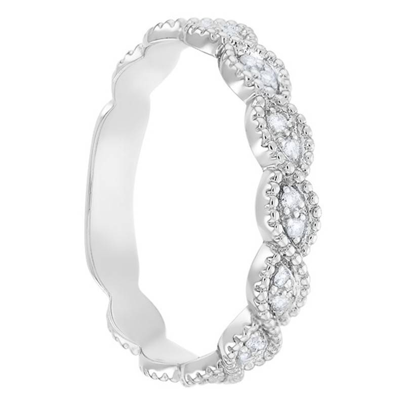 Pearl 375/1000 White Gold & Diamond Standard Wedding Ring - Amore