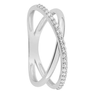 Alliance Entrelacée en Or Blanc 375 & Oxydes de Zirconium - Amore