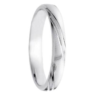 750 White Gold Fantaisie Standard Half-Dome Wedding Ring - Amore