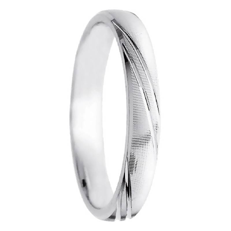 750 White Gold Fantaisie Standard Half-Dome Wedding Ring - Amore