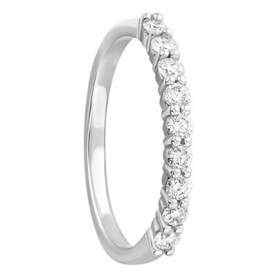 Alliance Ruban Allégée Rieuse en Or Blanc 750 & Demi-Tour de Diamants 0,12 ct, Largeur 1 mm - Amore