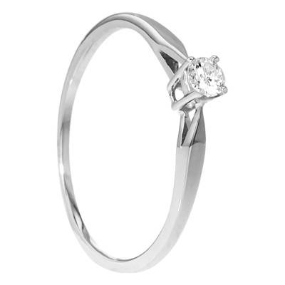 Paris 750/1000 White Gold Diamond Solitaire Ring 0.14 ct - Amore