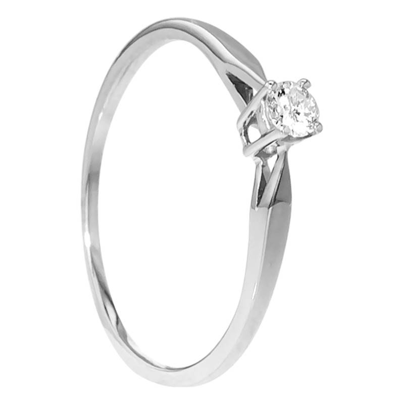 Paris 750/1000 White Gold Diamond Solitaire Ring 0.14 ct - Amore