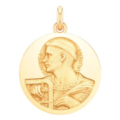 Médaille Saint Laurent Or Jaune 750, Diamètre 15 mm à 20 mm - Becker