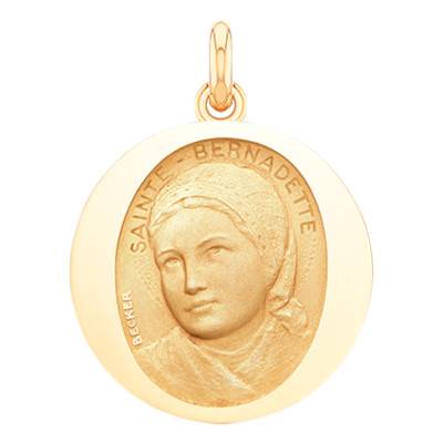 Médaille Sainte Bernadette Or Jaune 750, Diamètre 15 mm à 20 mm - Becker