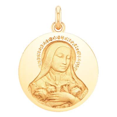 Médaille Sainte Thérèse en Or Jaune 750, Diamètre 15 mm à 20 mm - Becker