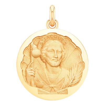750/1000 Yellow Gold Saint James Medal, Diameter 15 mm to 20 mm - Becker